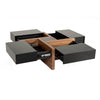 Square Top Wooden Coffee Table with 4 Drawer Storage Brown and Black By Casagear Home BM211213