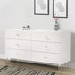 51" 6-Drawer Double Dresser with Hairpin Legs, White By Casagear Home