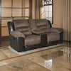 Leatherette Upholstered Recliner Loveseat with Cup Holders, Brown By Casagear Home