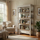 Ashley Wooden Bookcase with 4 Tier Shelves and Bottom Drawer, Brown and White