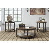 Table Set | Round | Metal Frame | Wood Top | Brown