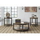 Table Set | Round | Metal Frame | Wood Top | Brown
