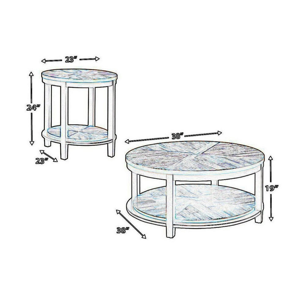 Table Set | Round | Metal Frame | Wood Top | Brown