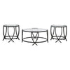 Table Set | Contemporary | Round Glass Top | Metal Base | Black