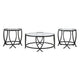 Table Set | Contemporary | Round Glass Top | Metal Base | Black