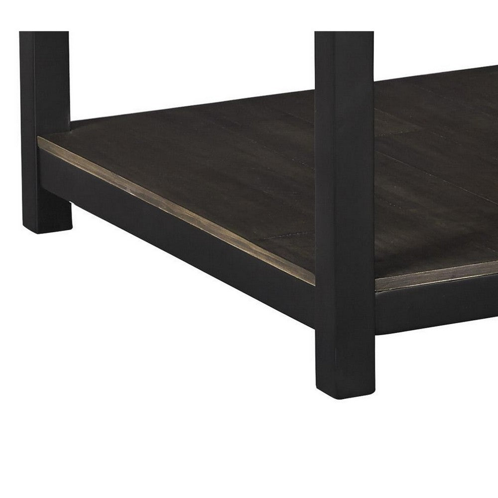 End Table | 2 Tone | 1 Drawer | Metal Base | Brown & Black
