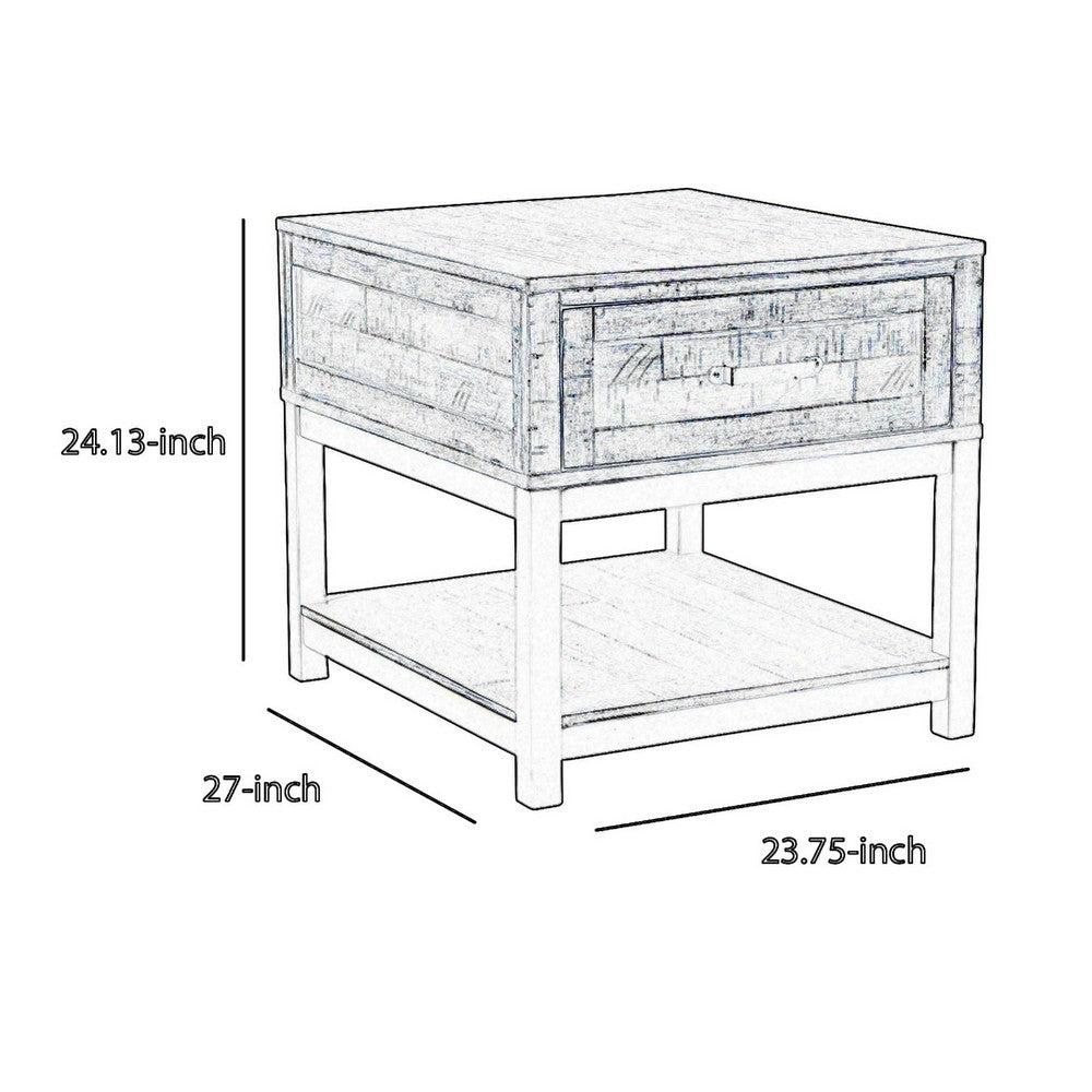 End Table | 2 Tone | 1 Drawer | Metal Base | Brown & Black