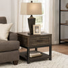 End Table | 2 Tone | 1 Drawer | Metal Base | Brown & Black