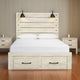 Headboard | Queen Panel | Slatted Design | Built In Lamp | White
