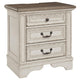 Ashley Nightstand 3 Drawer Open Platform Top Transitional | White BM213305