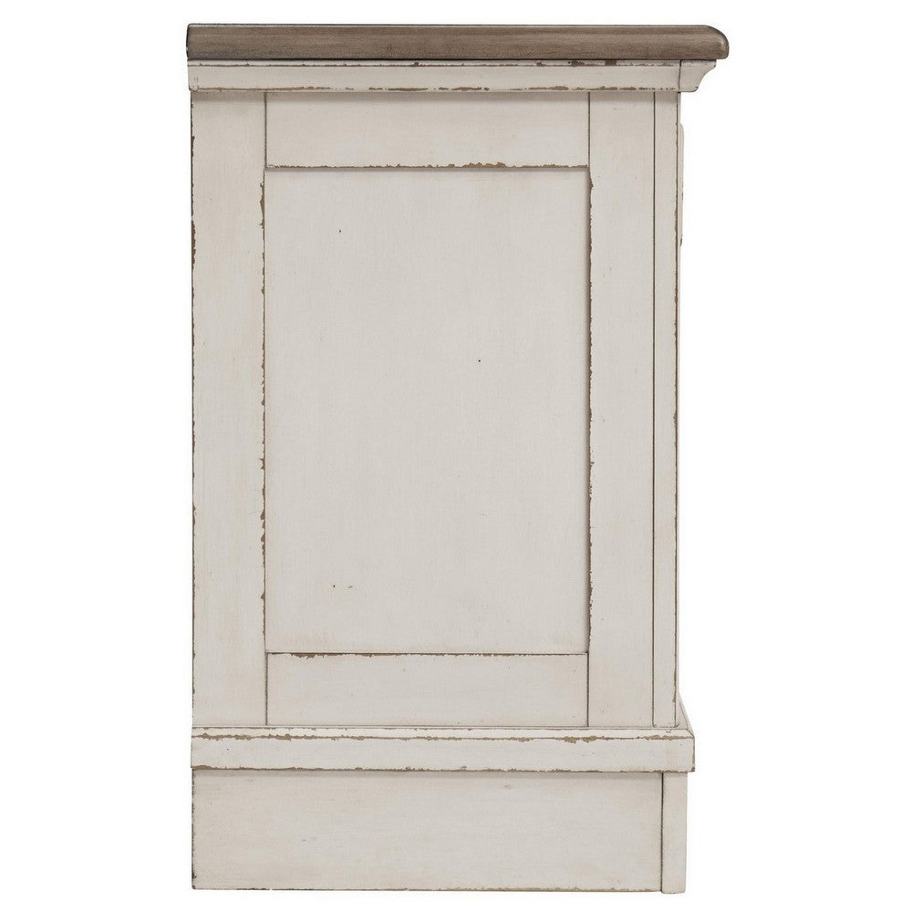 Ashley Nightstand 3 Drawer Open Platform Top Transitional | White BM213305