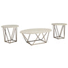 Table Set | Faux Marble | Coffee & 2 End Tables | White & Gold BM213306