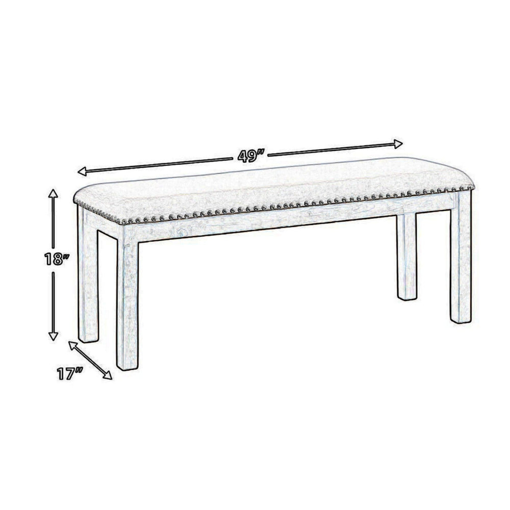 49’’ Cushioned Dining Bench with Nailhead Trim Brown and Gray By Casagear Home BM213393
