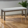 Dining Bench | Nailhead Trim | Fabric Upholstered | Brown & Gray