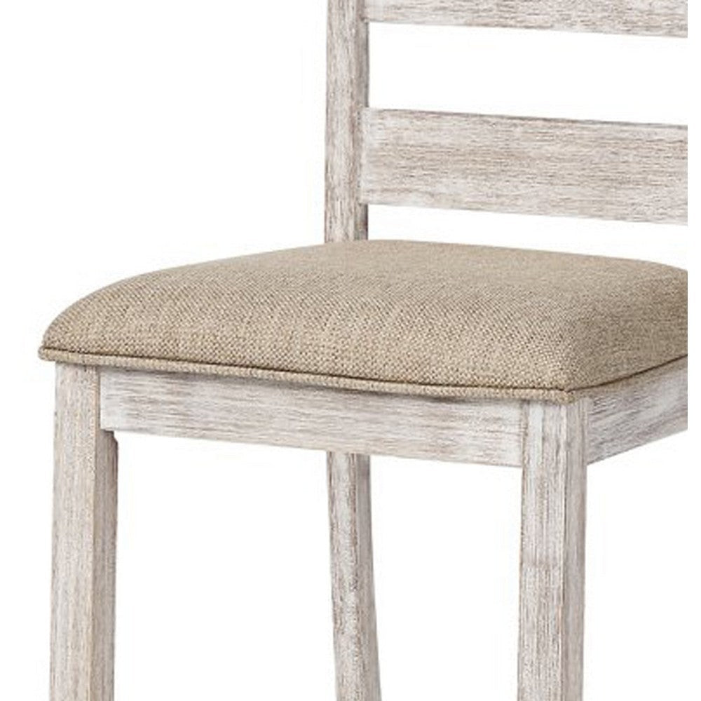 Armless Wooden Barstool Set with Textured Finish Brown and White By Casagear Home BM213402