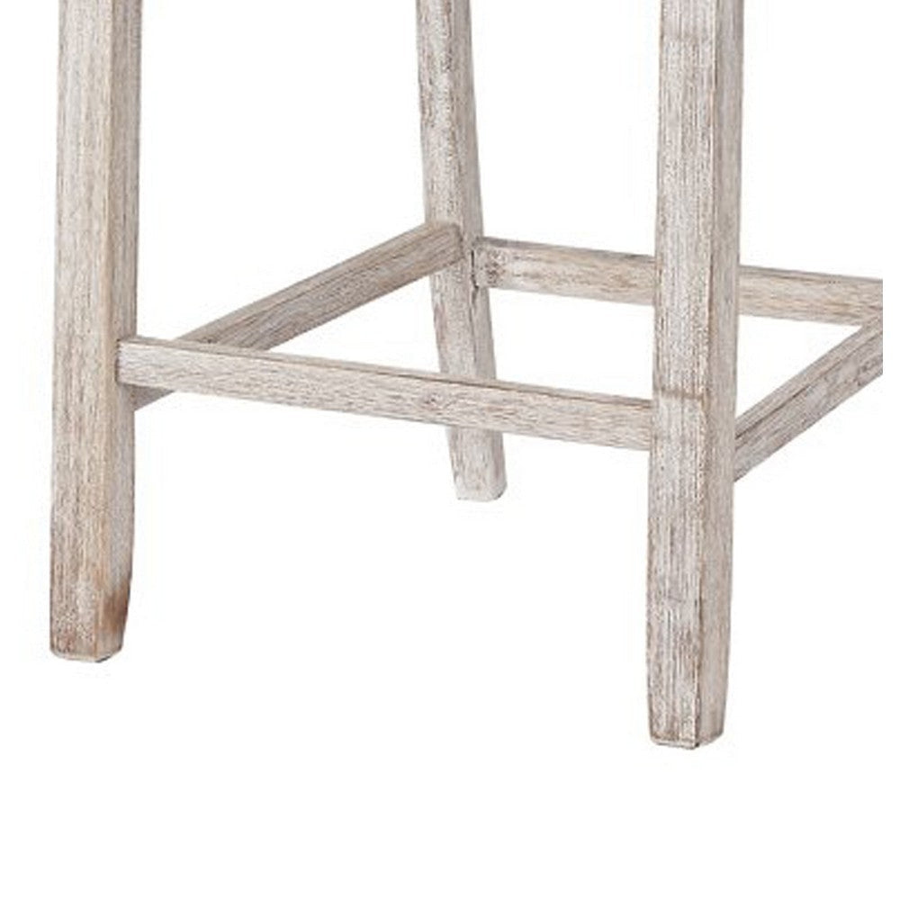 Armless Wooden Barstool Set with Textured Finish Brown and White By Casagear Home BM213402