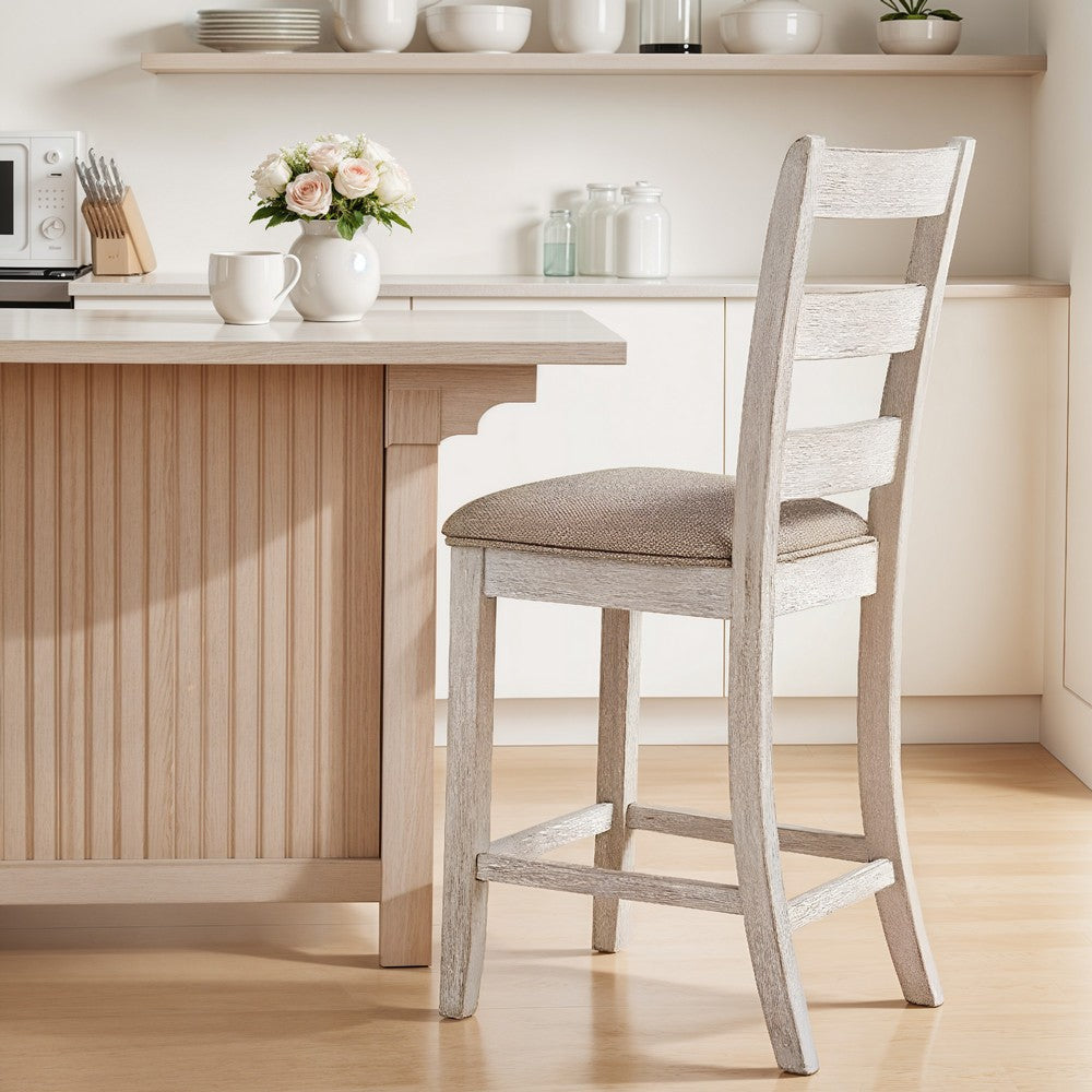 Ashley Barstool Set | Armless | Textured Finish | Brown & White BM213402