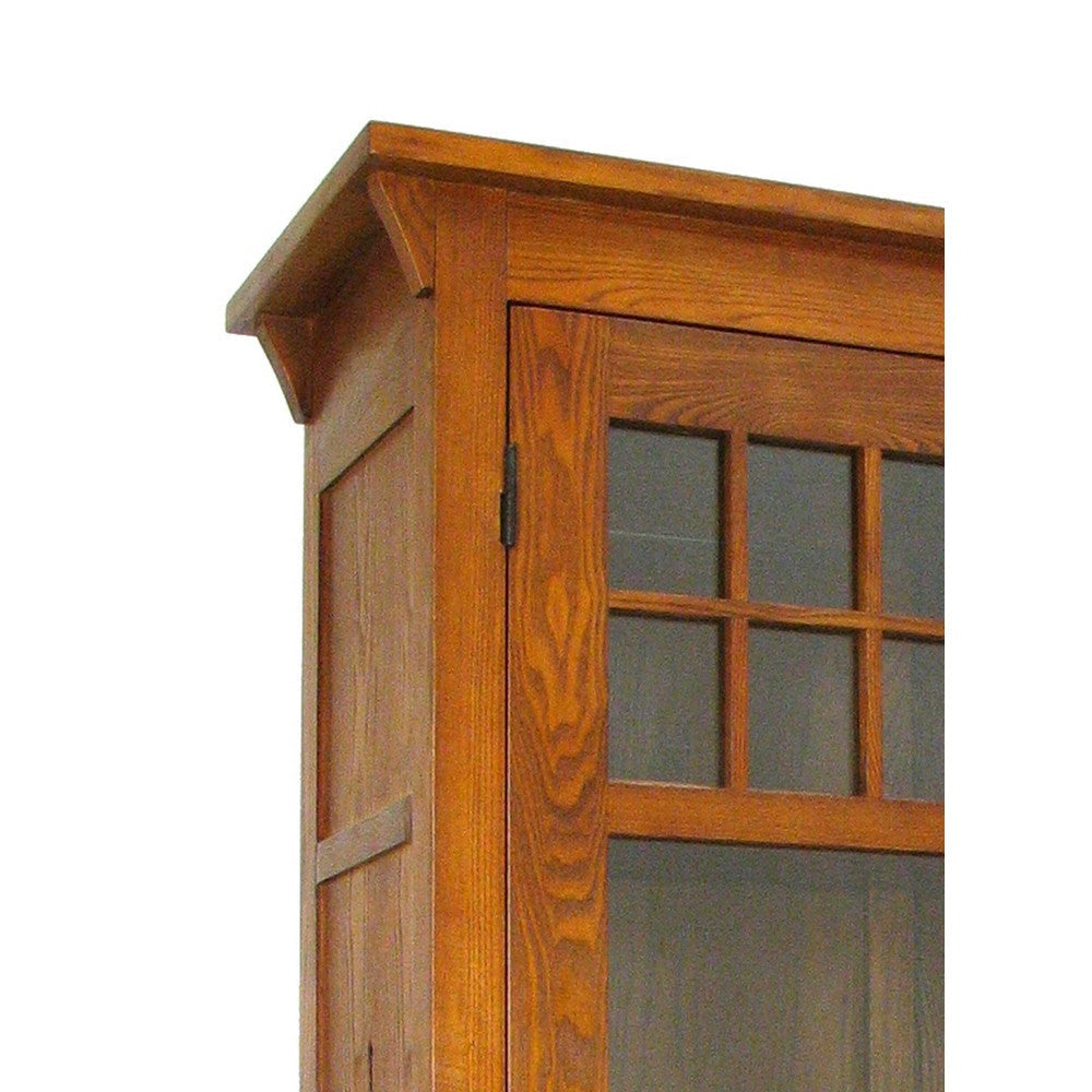 Removable Window Bookcase Bookcase | 2 Door | 3 Removable Shelves | Windowpane | Oak Brown – Casagear