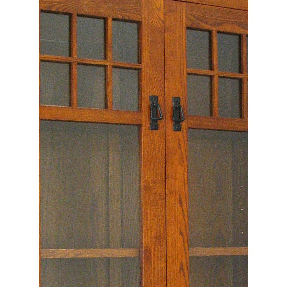 Removable Window Bookcase Bookcase | 2 Door | 3 Removable Shelves | Windowpane | Oak Brown – Casagear