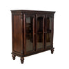 Traditional Wood and Glass Accent Cabinet with Carved Details, Brown By Casagear Home