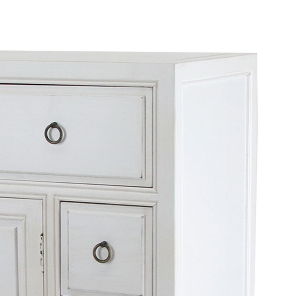 Wooden Chest with 8 Spacious Drawers and 1 Cabinet, White By Casagear Home