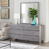 6 Drawer Dresser with Front Metal Sled Base and Block Legs, Gray