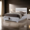 King Bed | Panel Design | Silver Accents | Bracket Feet | White