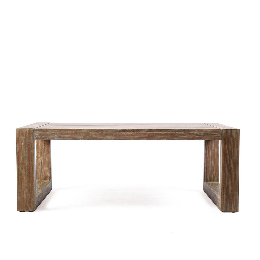 Wooden Outdoor Coffee Table with Plank Design Top Gray By Casagear Home BM214477