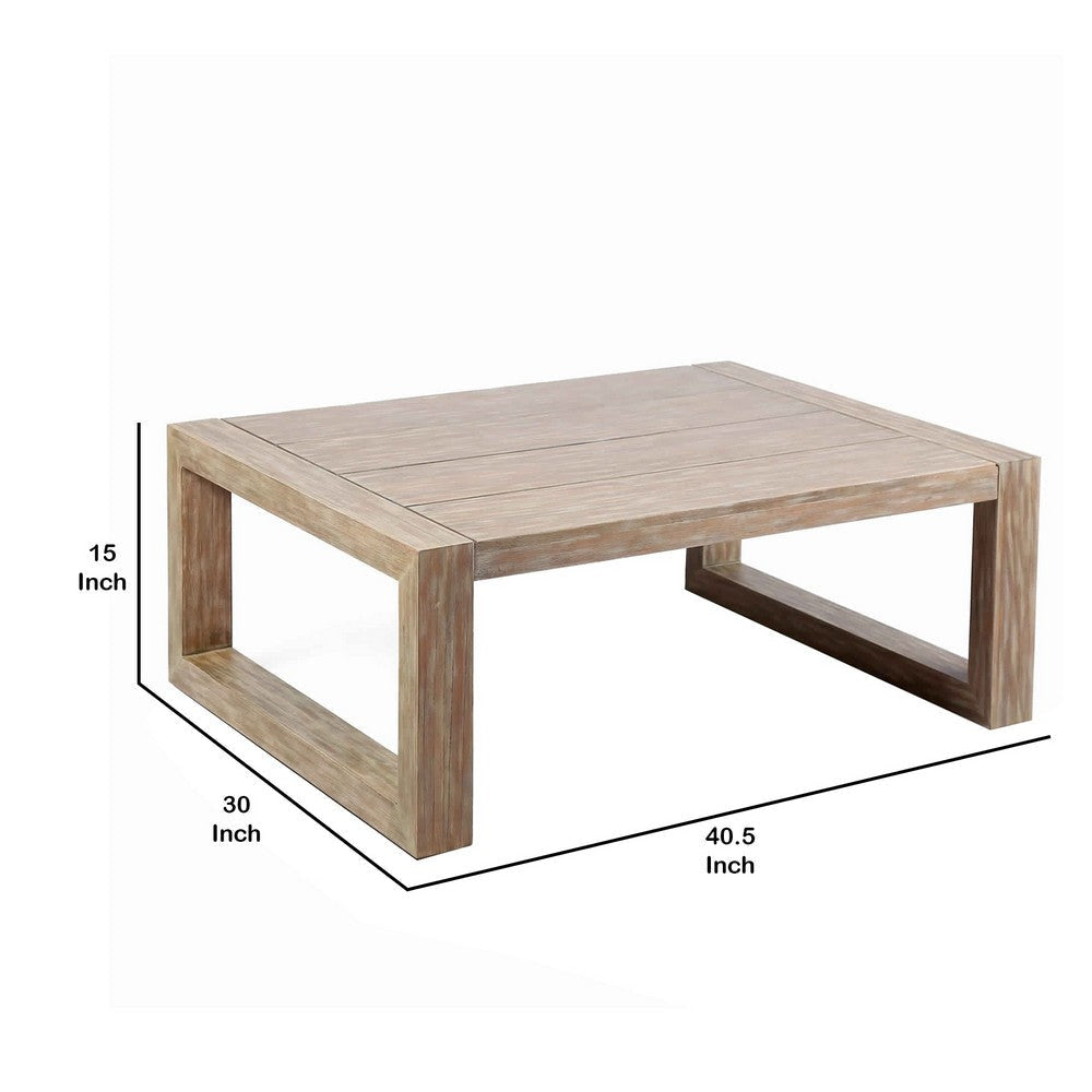 Wooden Outdoor Coffee Table with Plank Design Top Gray By Casagear Home BM214477