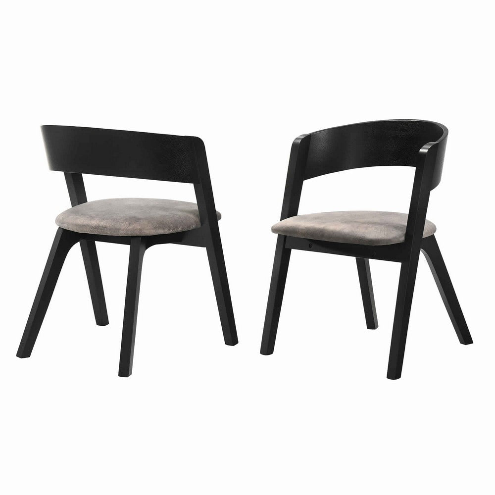 Mid Century Modern Round Back Wood Dining Chair, Set of 2, Black and Brown By Casagear Home