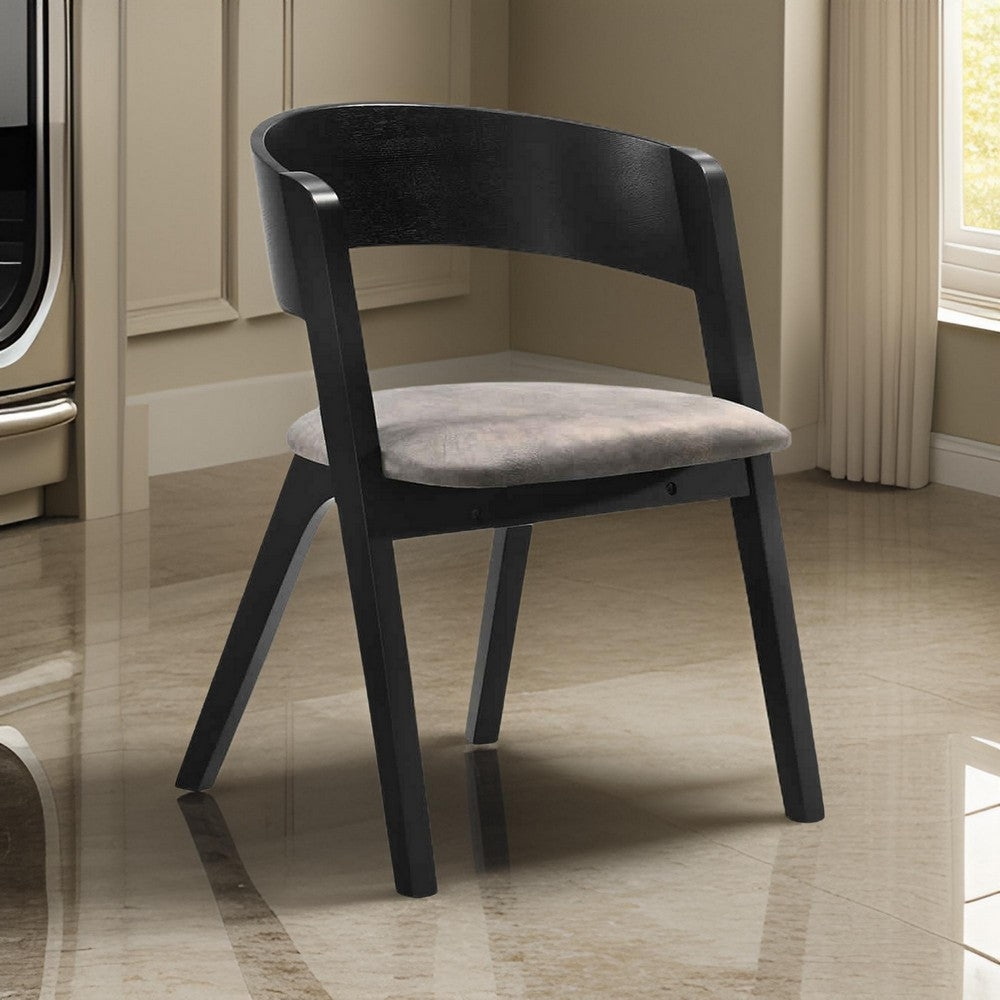 Dining Chair | Round Back | Mid Century | Set of 2 | Black & Brown