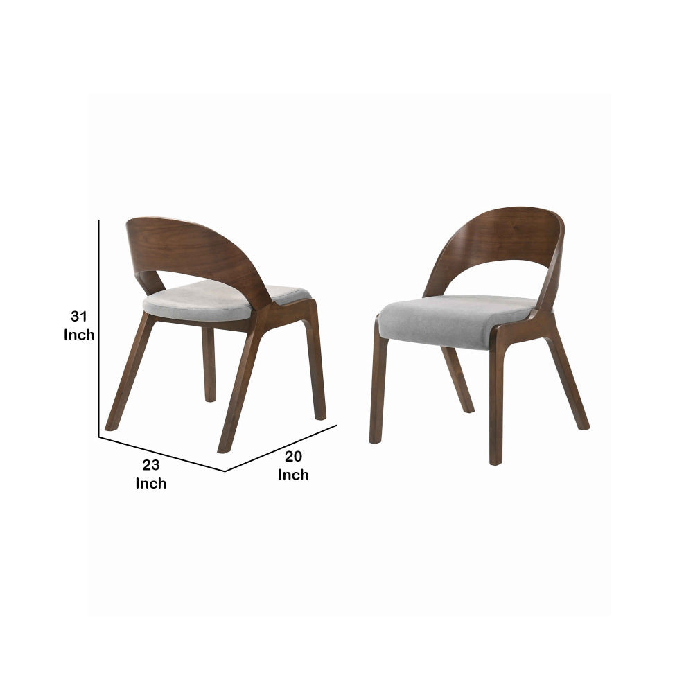 Dining Chair | Curved Back | Mid Century | Set of 2 | Brown & Gray BM214494