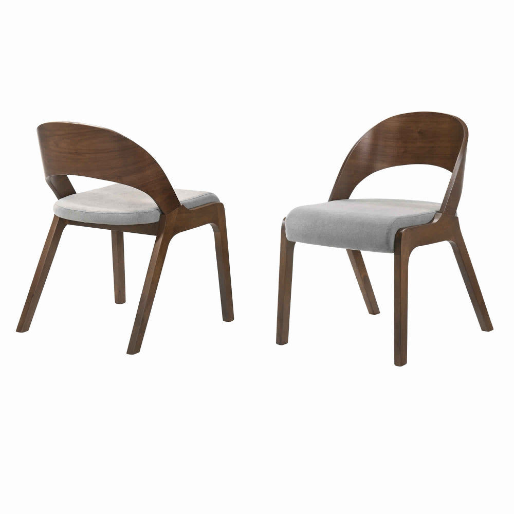 Dining Chair | Curved Back | Mid Century | Set of 2 | Brown & Gray BM214494