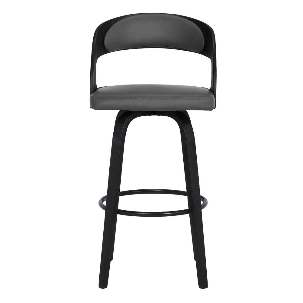 26’’ Cutout Padded Back Counter Height Barstool Black & Gray By Casagear Home BM214509