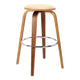 Round Leatherette Wooden Counter Stool with Flared Legs, Brown and Cream By Casagear Home