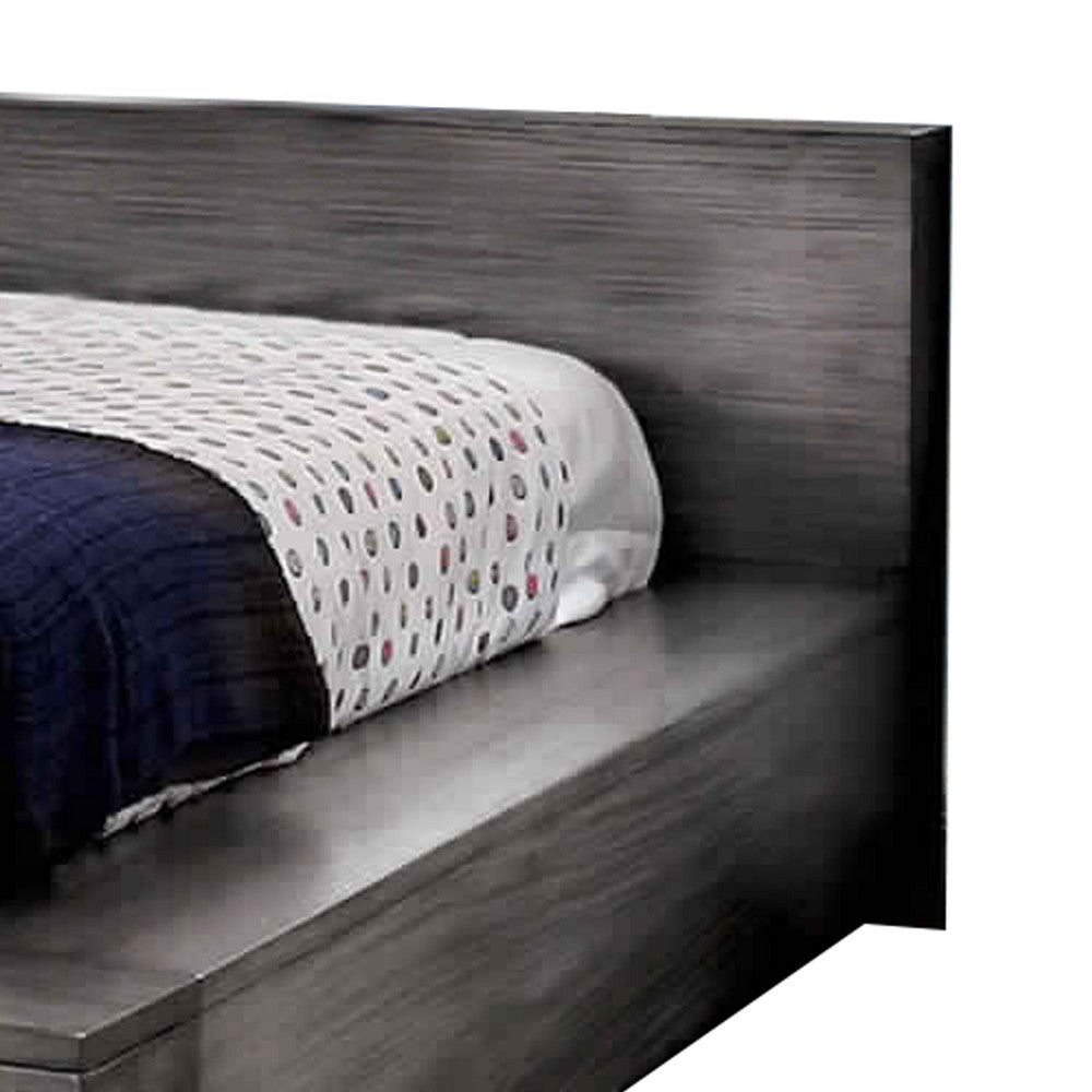 Transitional Style Wooden Eastern King Size Bed with Grain Details Gray By Casagear Home BM214525