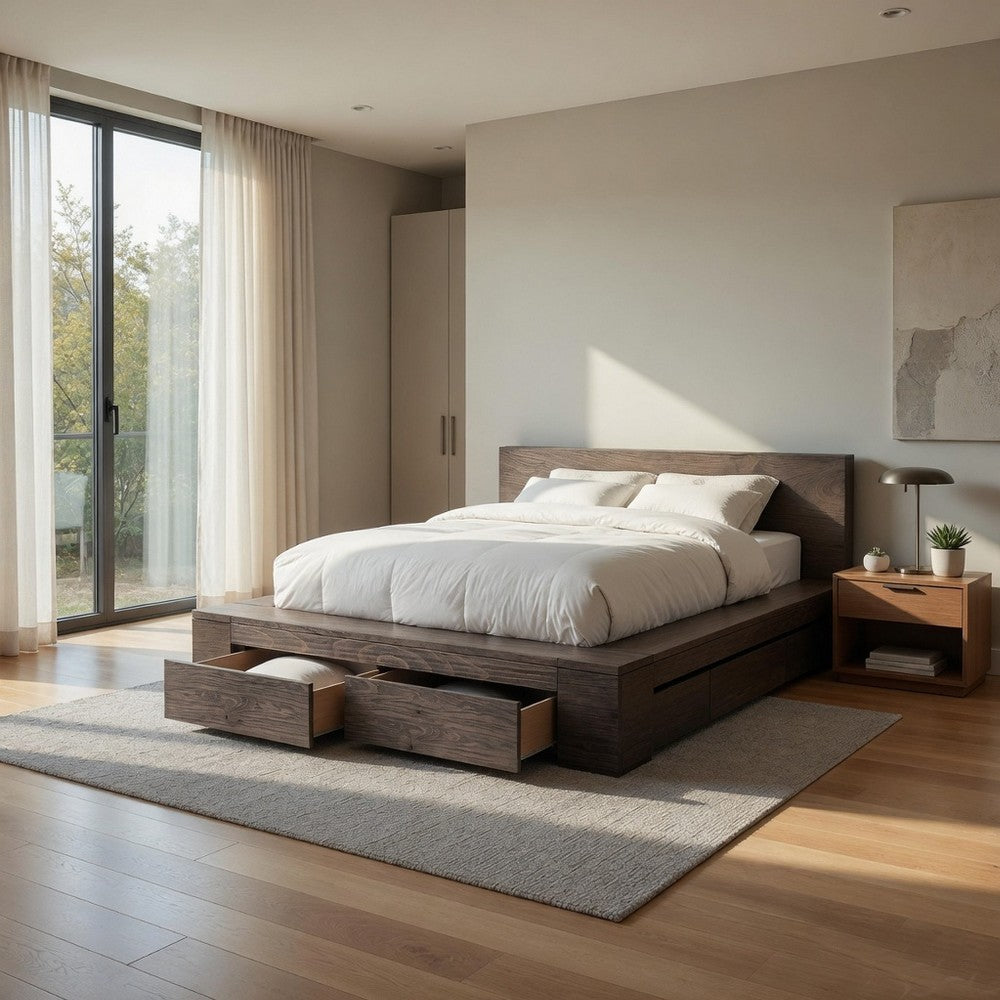 California King Bed | Transitional Style | 2 Drawers | Brown