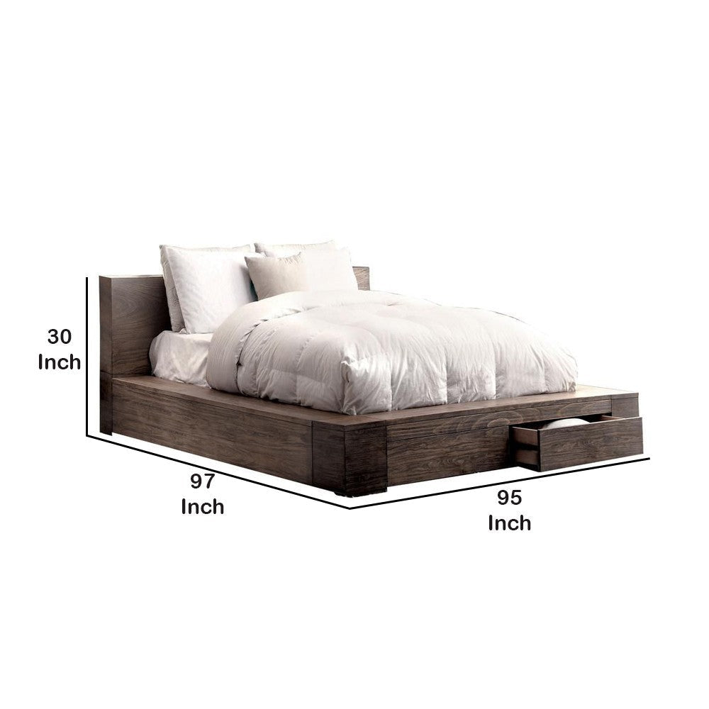 Transitional Style Wooden Eastern King Size Bed with 2 Drawers Brown By Casagear Home BM214527