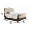 California King Bed with Sleigh Headboard and Footboard Brown and Beige By Casagear Home BM214533