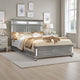 California King Bed with Mirror Paneled Headboard and Footboard, Silver