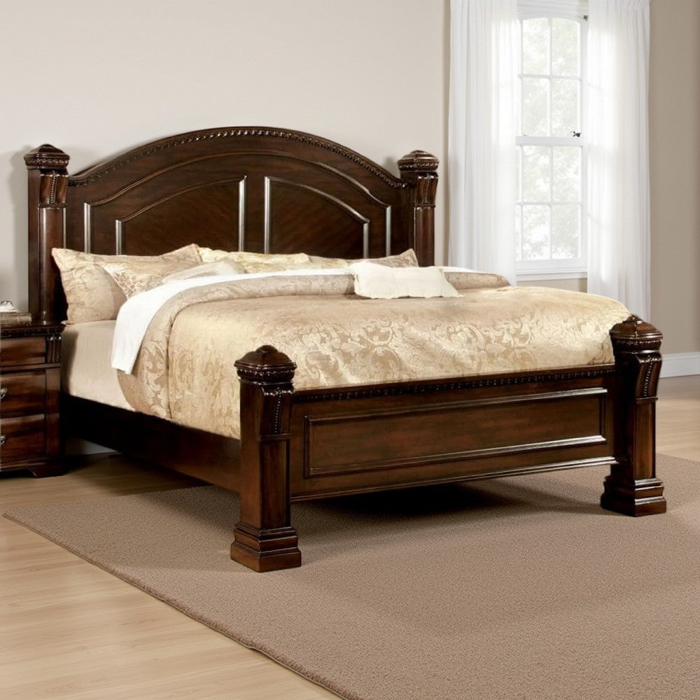 King Bed | Paneled | Camelback Headboard | Brown