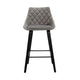 26 Inch Velvet Upholstered Diamond Tufted Wood Leg Barstool Gray and Black By Casagear Home BM214620