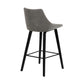 26 Inch Velvet Upholstered Diamond Tufted Wood Leg Barstool Gray and Black By Casagear Home BM214620