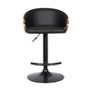 Adjustable Leatherette Swivel Barstool with Arched Seat Black and Gold BM214650