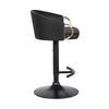 Adjustable Leatherette Swivel Barstool with Arched Seat Black and Gold BM214650