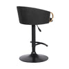Adjustable Leatherette Swivel Barstool with Arched Seat Black and Gold BM214650