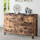 6 Drawer Dresser With Straight Legs, Distressed Brown By Casagear Home
