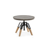 Round End Table with Concrete Top and Adjustable Height, Gray and Brown