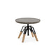 Round End Table with Concrete Top and Adjustable Height, Gray and Brown