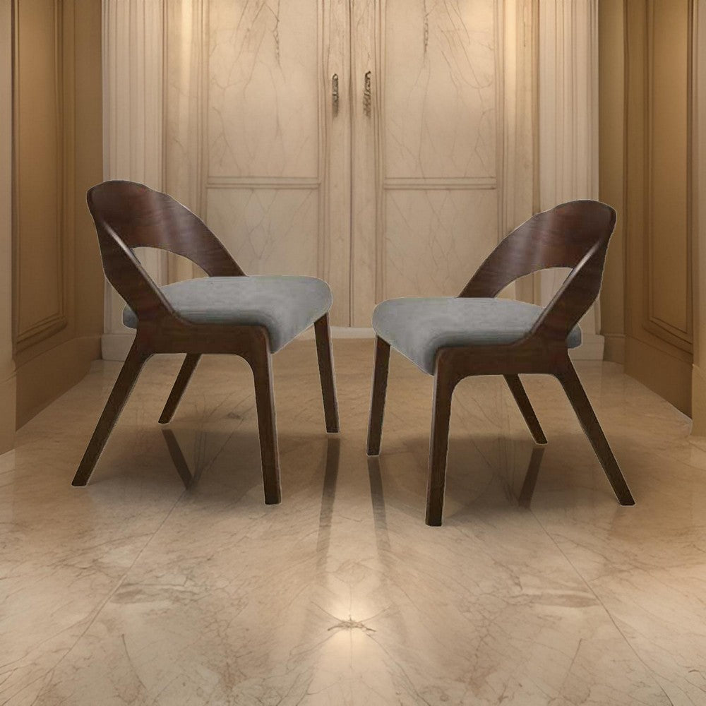 Dining Chair | Open Curved Back | Wood | Set of 2 | Walnut Brown